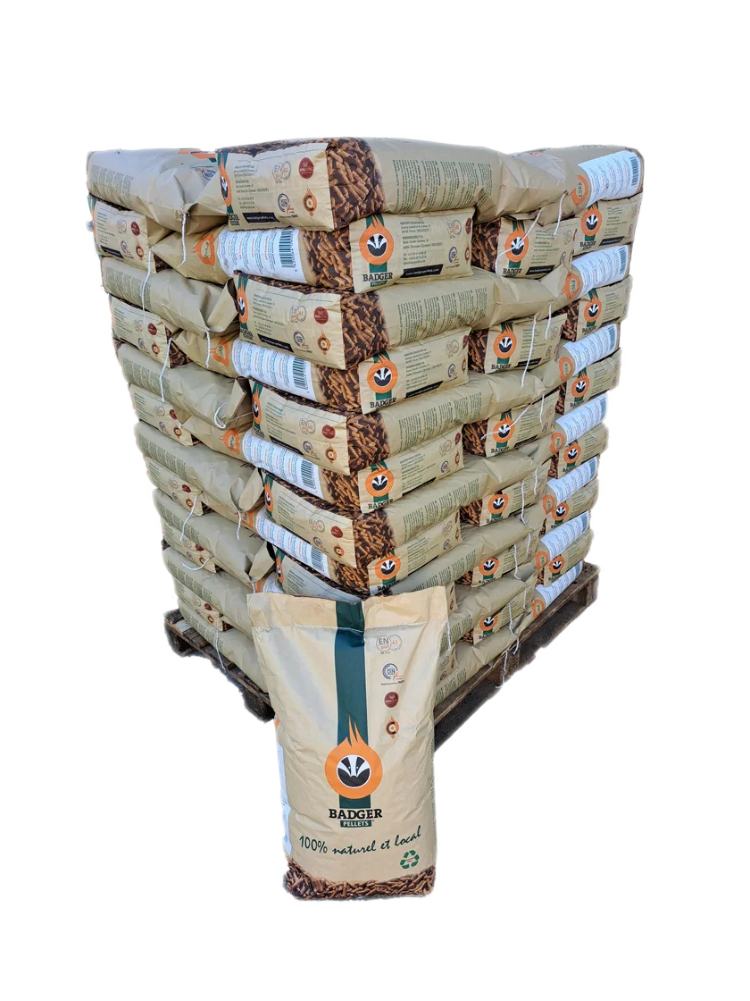 BADGER Holzpellets – Palette mit 65 Säcken à 15 kg
